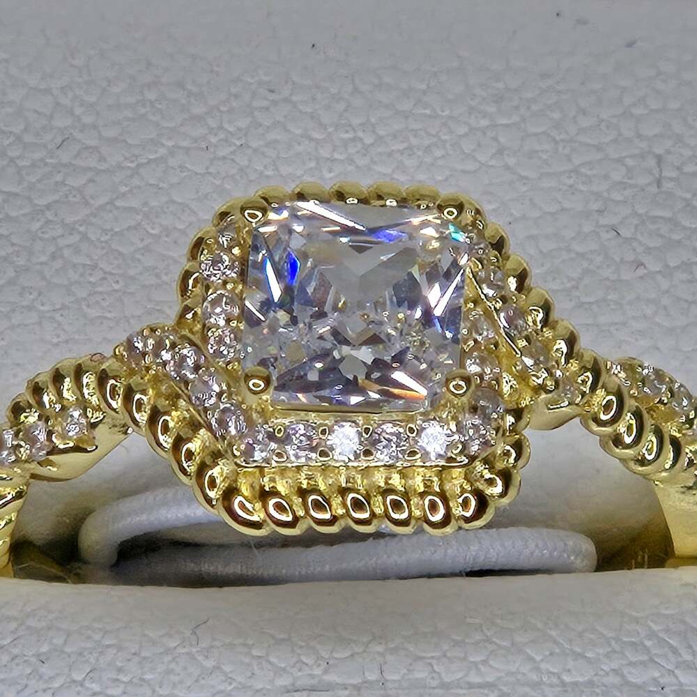 Giorgio di Vicenza Fine Silver Plated Radiant Cut CZ Halo Ring, Size 9